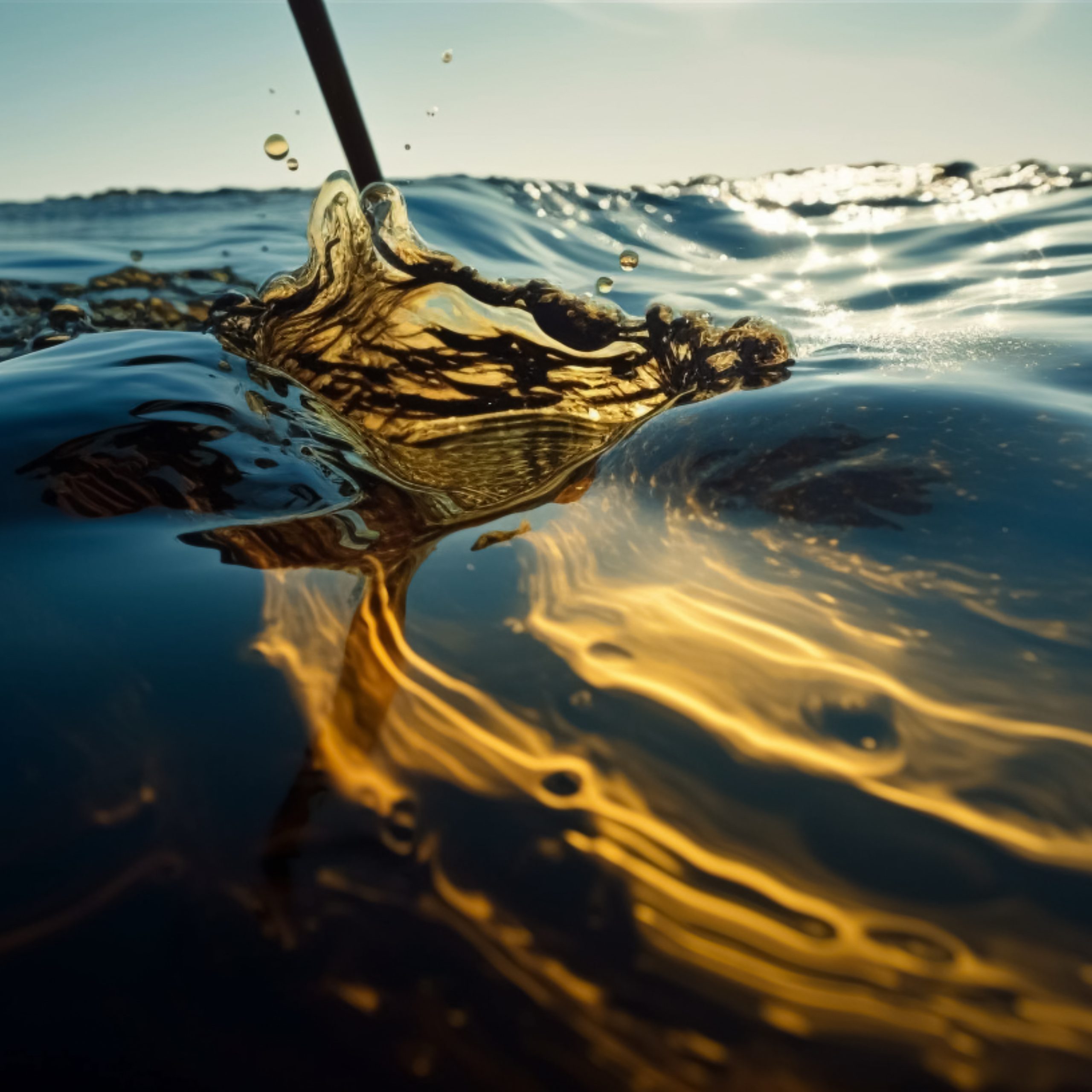 Oil pollution in water, created with Generative AI technology